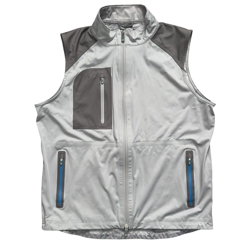 Peter Millar Vest Golf Windproof Full Zip Gray/Blue Mens Size L